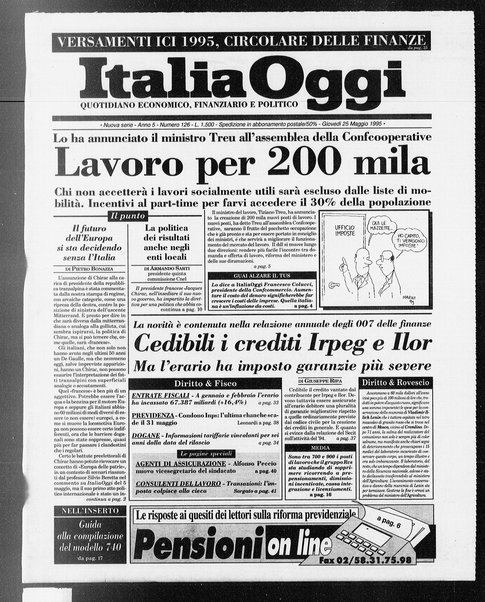 Italia oggi : quotidiano di economia finanza e politica